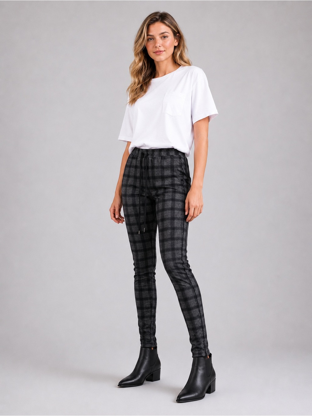 SCRT Society Windsor Article 3 Track Pants Small Plaid Joggers‎ Zip Hem Pull On